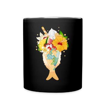 tropischer Cocktail serviert in einer Fischflosse - Tasse einfarbig - Schwarz - Vorne
