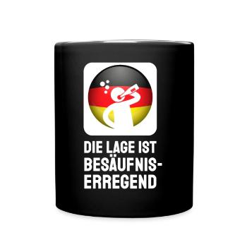 Die Lage ist Besäufniserregend Deutschland Flagge - Tasse einfarbig - Schwarz - Vorne