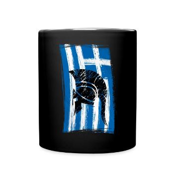 Hinweis Griechenland Helm Sparta - Tasse einfarbig - Schwarz - Vorne