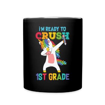 Ich bin bereit, Regenbogenmädchen Jungen der 1. Klasse zu zerquetschen - Tasse einfarbig - Schwarz - Vorne