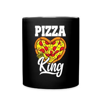 Funny Pizza Lover Pizza King Foodie - Full Colour Mug - black - Front