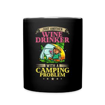 Camping Wine Drinker Beginner Camper Hiking - Full Colour Mug - black - Front