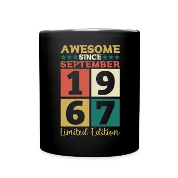 Awesome September 1967 55th Birthday Gift - Full Colour Mug - black - Front