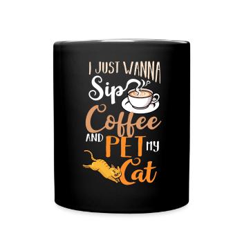 Kaffee Katze Maschine Kätzchen Tasse Bohnen - Tasse einfarbig - Schwarz - Vorne