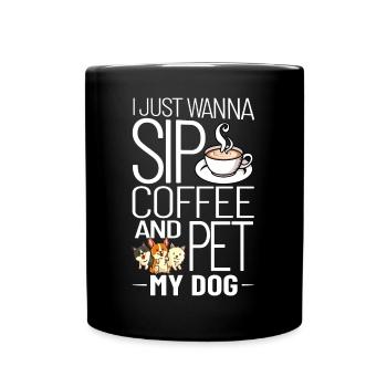 Coffee Dog Machine Puppy Cup Beans - Full Colour Mug - black - Front