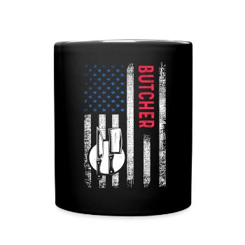 Metzger Fleischer Metzgerei Fleischerei Geschenk - Tasse einfarbig - Schwarz - Vorne