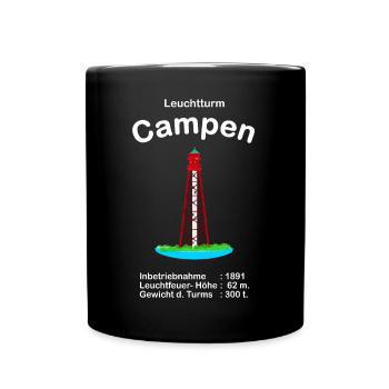 Leuchtturm Campen an der Ems Nordsee Handzeichnung - Tasse einfarbig - Schwarz - Vorne
