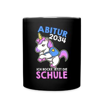 Abitur 2034 Schulkind 2034 Einschulung Abschluss - Tasse einfarbig - Schwarz - Vorne