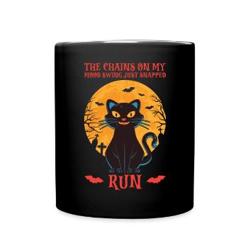 Halloween Katze Hexe - Tasse einfarbig - Schwarz - Vorne