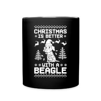 Beagle Dog Puppy Owner Lover Christmas - Full Colour Mug - black - Front