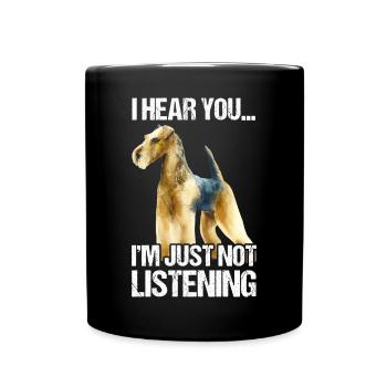 Airedale Terrier Hund - Tasse einfarbig - Schwarz - Vorne