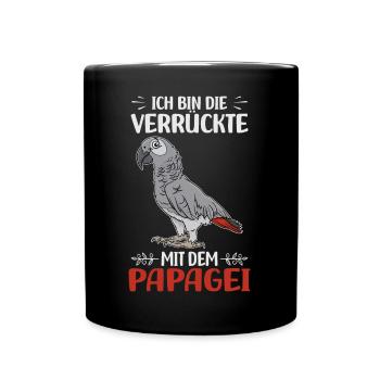 Papageien - Tasse einfarbig - Schwarz - Vorne