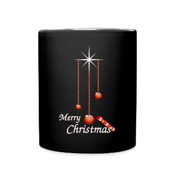 Weihnachtskugeln mit Bonbon - Tasse einfarbig - Schwarz - Vorne