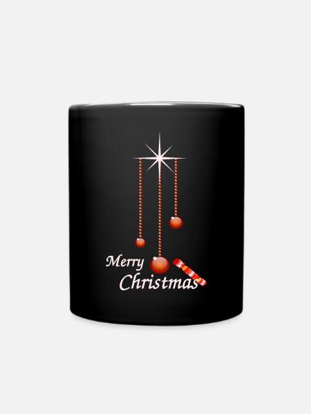 Weihnachtskugeln mit Bonbon - Tasse einfarbig - Schwarz