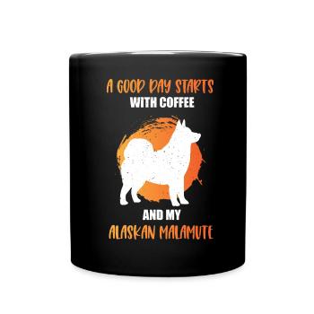 Alaskan Malamute Hund - Tasse einfarbig - Schwarz - Vorne