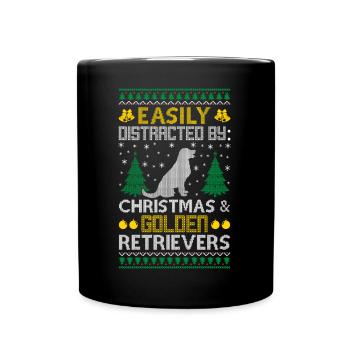 Easily Distracted Golden By Retriever Ugly Sweater - Tasse einfarbig - Schwarz - Vorne