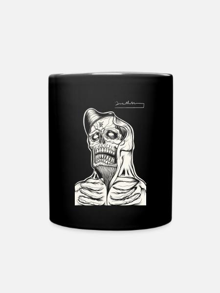 Schädel Hoodie Strichzeichnung - Tasse einfarbig - Schwarz
