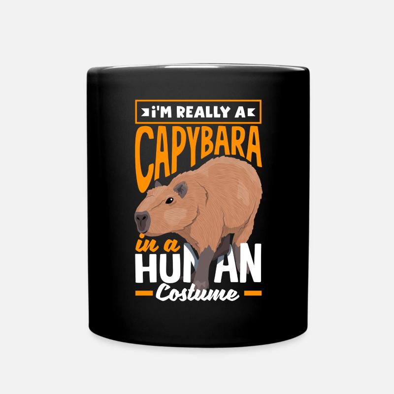 Capybara Nagetier Ich bin wirklich ein Capybara in einem Menschen - Tasse einfarbig - Schwarz