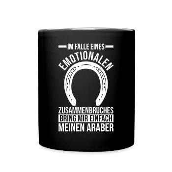 Pferd Reitsport Reiten Pferdesport Araber - Tasse einfarbig - Schwarz - Vorne