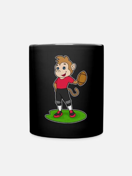 Affe American Football Sport - Tasse einfarbig - Schwarz