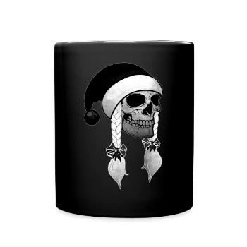 Crâne Femme Noël Bonnets tresses - Mug uni - noir - Devant