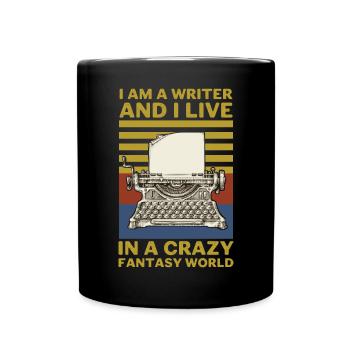 Je suis écrivain et je vis dans un - Mug uni - noir - Devant