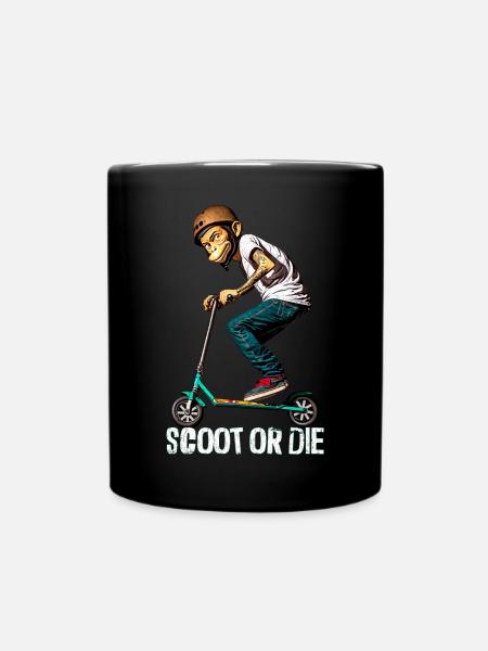 Stunt Scooter Affe macht Tricks - Tasse einfarbig - Schwarz