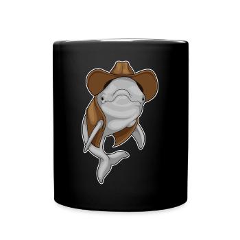 Dolphin Cowboy Cowboy Hat - Full Colour Mug - black - Front