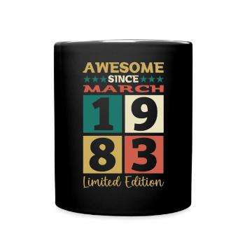 40th birthday man March born 1983 Awesome - Full Colour Mug - black - Front