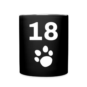 18, Tier tatze, Geburtstagsgeschenk - Tasse einfarbig - Schwarz - Vorne