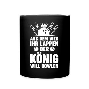 König Bowler Bowlen Kegeln Bowling - Tasse einfarbig - Schwarz - Vorne