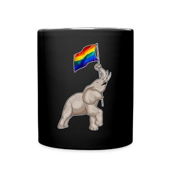 Drapeau arc-en-ciel de l’éléphant - Mug uni - noir - Devant