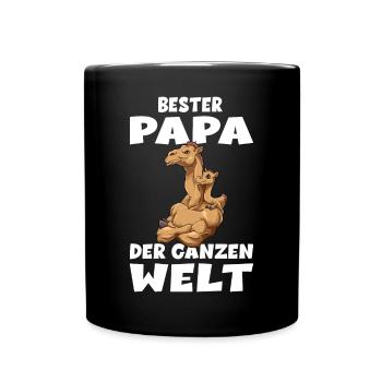 Bester Papa der ganzen Welt Vatertag Vater Kamel - Tasse einfarbig - Schwarz - Vorne