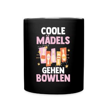Bowler Bowlen Kegeln Bowling - Tasse einfarbig - Schwarz - Vorne