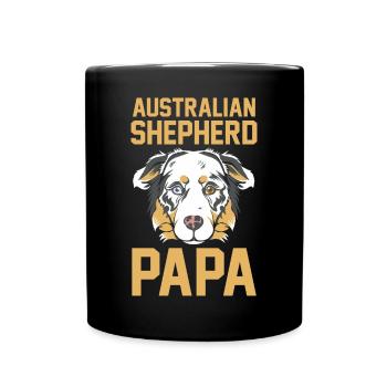 Hund Australian Shepherd Papa - Tasse einfarbig - Schwarz - Vorne