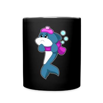 Dolphin Hot Water Bottle - Full Colour Mug - black - Front