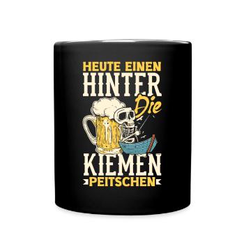 Heute einen hinter die Kiemen peitschen Bier - Tasse einfarbig - Schwarz - Vorne