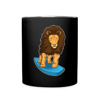 Lion Surfing Planche de surf Été - Mug uni - noir - Devant