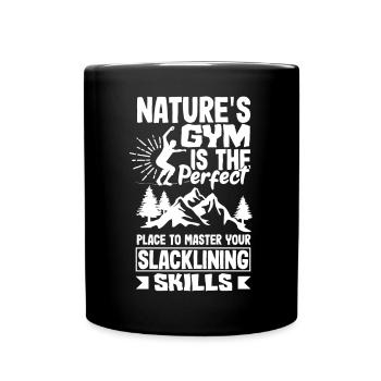 Nature's gym perfect to master your slacklining - Full Colour Mug - black - Front