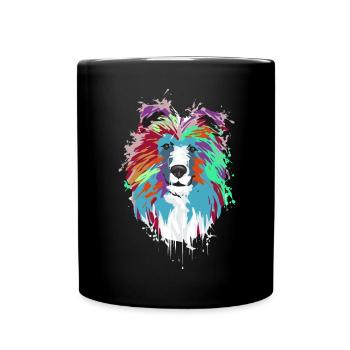 Splash Art Longhair Collie Rough Collie Dog - Full Colour Mug - black - Front