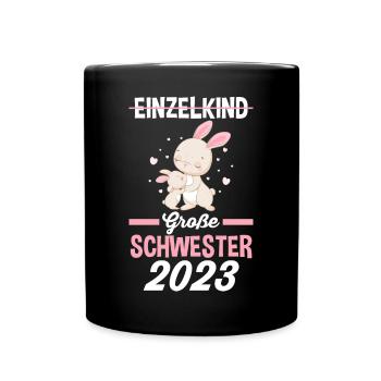 Hasen Schwester 2023 - Tasse einfarbig - Schwarz - Vorne