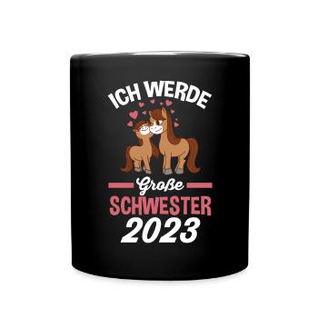 Pferd Schwester 2023 - Tasse einfarbig - Schwarz - Vorne