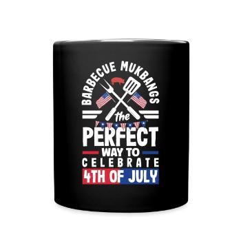 Mukbang and Barbecue on 4th of July - Full Colour Mug - black - Front