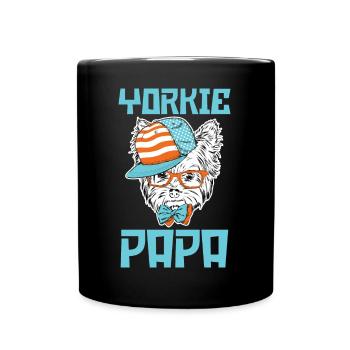 Hund Yorkie Papa - Tasse einfarbig - Schwarz - Vorne