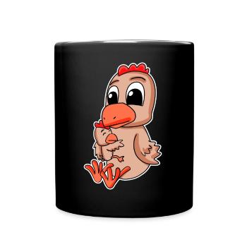 Huhn Familie - Huhn mit Baby - Tasse einfarbig - Schwarz - Vorne