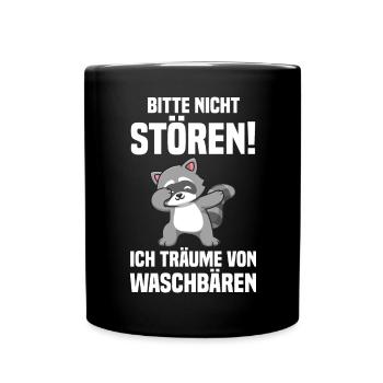 Tiermotiv Dabbing Waschbär - Tasse einfarbig - Schwarz - Vorne