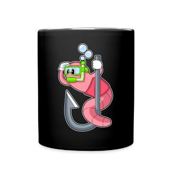 Pêche à l’hameçon Worm Angler - Mug uni - noir - Devant