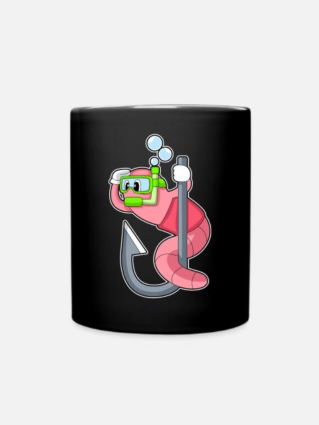 Pêche à l’hameçon Worm Angler - Mug uni - noir