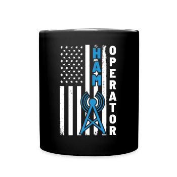 Ham Operator Antenna Signal Ham Radio American Fla - Full Colour Mug - black - Front