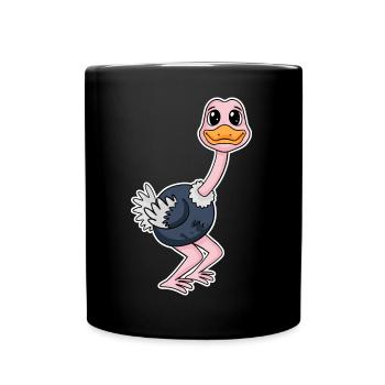 Strauß Motiv Zootiere - Tasse einfarbig - Schwarz - Vorne